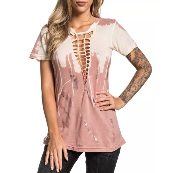 AFFLICTION Women's T-Shirt S/S STANDARD SUPPLY Tee - Picture 8 of 8